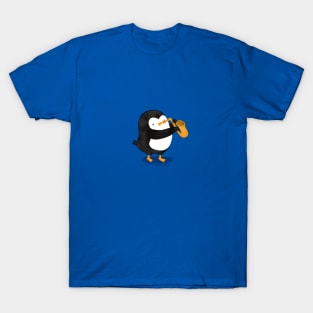 Steve Penguin playing a Saxophone T-Shirt